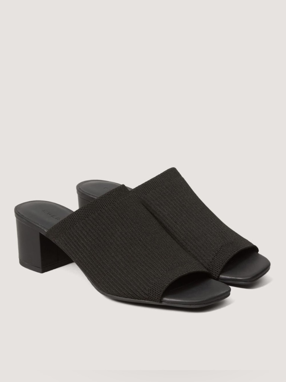 Everlane Glove Mule ReKnit Black Knit Block Heel Slide Sandals Size 8 NWB